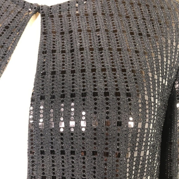 Anne Klein Black Sequin Duster Size Medium Metallic  Sparkle Open Dressy Kimono - Picture 8 of 12